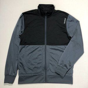 Reebook Mens Size M Gray Black Polyester Full Zip Lightweight Jacket